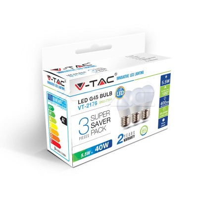 V-TAC,KIT,3 LAMPADE,5,5W,E27,4000K