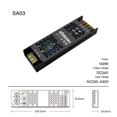 ALIMENTATORE x STRISCIE LED 24V 150W