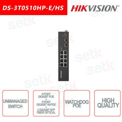 HIKVISION SWITCH HI-POE GIGABIT 8 PORTE